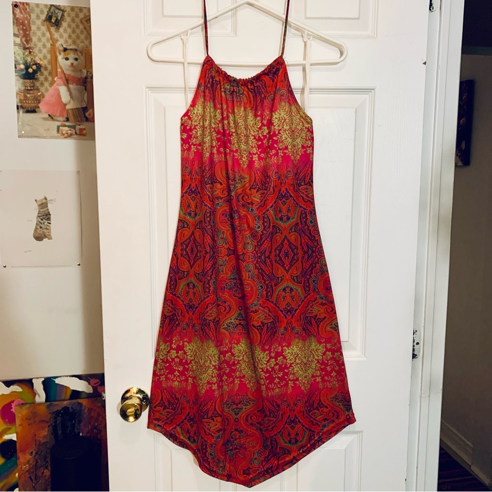 Bohemian Red and Orange Maxi Dress